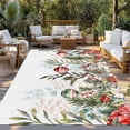 thumbnail image 3 of Outdoor Rug 5x7 ft Watercolor Floral Christmas Balls Waterproof Outdoor Patio Rug Mat Non Slip Outside Area Rugs Carpet for RV,Camping,Porch,Deck,Pool,Balconybackyard,Winter Poinsettia Leaf, 3 of 9