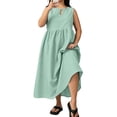thumbnail image 2 of Karymi Plus Size Bow Keyhole Sleeveless Midi Dress, High Waist A-Line Casual Flowy Summer Dress with Pockets Summer Dresses for Women 2026, 2 of 7
