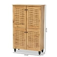 thumbnail image 3 of Baxton Studio Winda Modern and Contemporary Oak Brown Finished Wood 4-Door Shoe Storage Cabinet, 3 of 10
