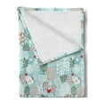 thumbnail image 2 of Floral Soft Flannel Fleece Blanket, Pattern with Birds Hearts Trees and Flowers Summertime Garden Joyful Fun Cartoon, Cozy Plush for Indoor and Outdoor Use, 60" x 80", Teal White Red, by Ambesonne, 2 of 5