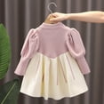 thumbnail image 6 of Lenpel Toddler Girl Dresses Infant Cute Long Sleeve Crew Neck Color Block Soft Casual Dresses Fall Winter Outfits, 6 of 7