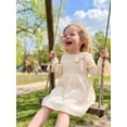 thumbnail image 4 of Happy Town Toddler Girls Fall Winter A‑Line Long Sleeve Dress Bow Ruffle Cuffs Party Dress for Little Kids, 4 of 7