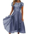 thumbnail image 1 of WTXUE Robe à Paillettes pour Femmes, Robe Longue Maxi en Mousseline Patchwork à Col Rond avec Imprimé à Paillettes pour Femmes, 2# Gris 2TG, 1 of 5