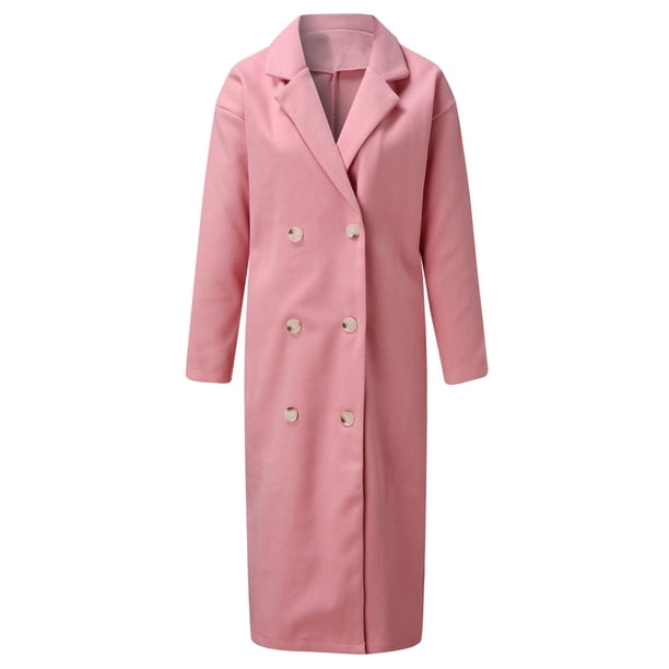 Gabardina de lana con doble botonadura para mujer, chaqueta larga de manga larga, prendas de vestir