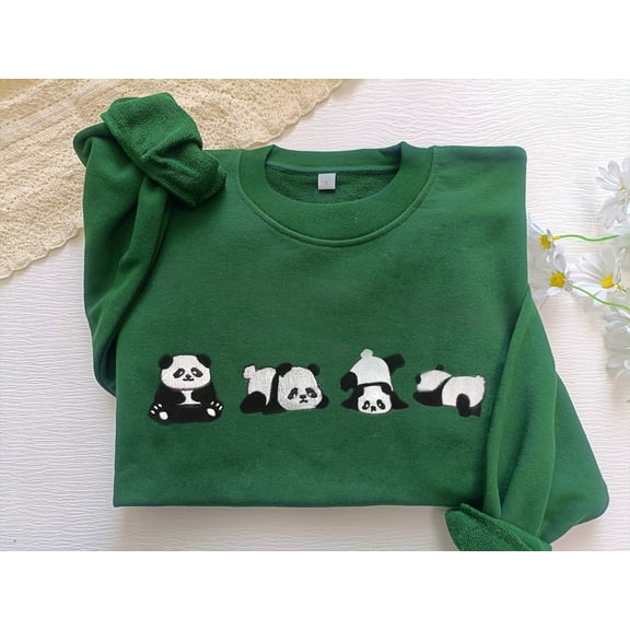 Embroidered Cute Panda Sweatshirt,Cute Rolling Panda,Panda Mom Shirt,Funny Animal Sweatshirt,Cute Panda Gifts