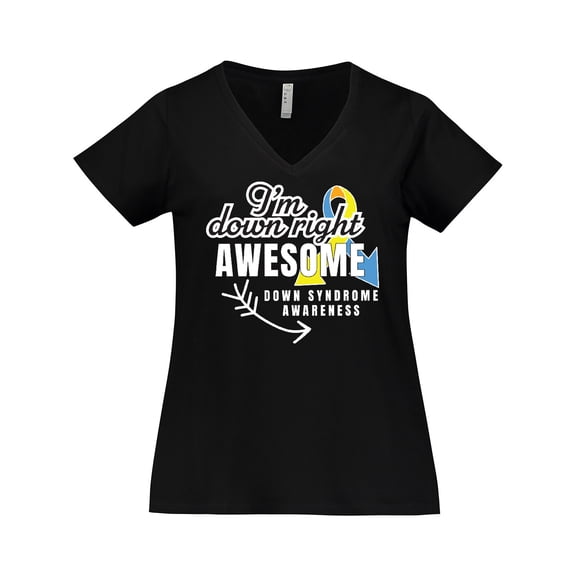 Inktastic Im Down Right Awesome Down Syndrome Awareness with Arrow Women's Plus Size V-Neck T-Shirt