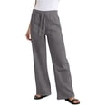 thumbnail image 3 of Womens Casual Wide Leg Pants Summer Beach Drawstring Palazzo Trousers Elastic Wasited Slacks with Pockets Gray 2XL, 3 of 7