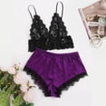 thumbnail image 2 of Ersazi New Lace Lingerie Silk Underwear Sleepwear Underwear Pajamas Satin Womens Sexy Pajamas Purple M, 2 of 6