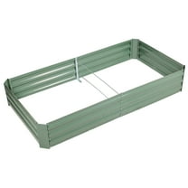 Aoodor Outdoor Metal Raised Garden Bed 6' x 3' x 1', Reinforced Galvanized Steel Planter Box for Vegetables, Patio, Outdoor Yard