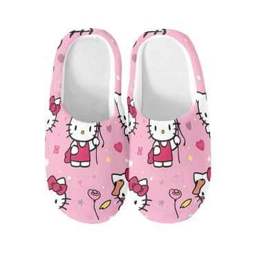 Hello Kitty House Washable Cotton Slippers Cotton flannel slippers Bedroom Sleepers Lightweight Non Skid Rubber Sole 35-36