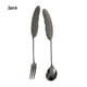 thumbnail image 3 of Juego de tenedores de acero inoxidable Bewildely 2 piezas Mango en forma de pluma Negro, 3 of 6