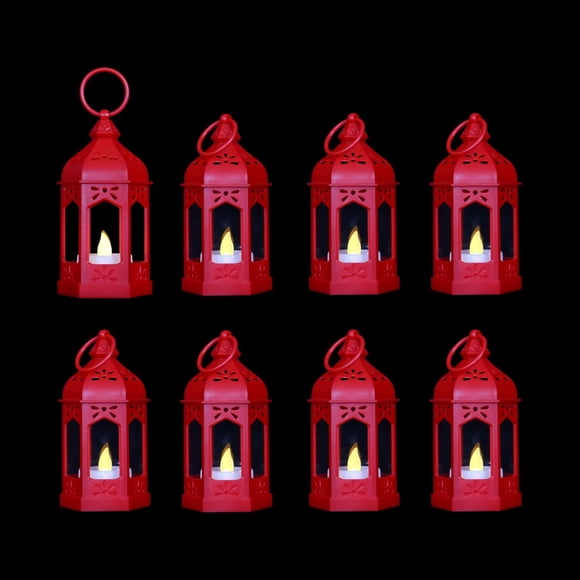 Lantern LLQ - Minilinterna para decoración marroquí con vela LED (5 cm), color rojo