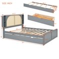 thumbnail image 3 of Queen Bed Frame, Rattan Headboard Bed with Two Drawers and Trundle, Solid Wood Platform Boho Bed Frame, No Box Spring Needed, Bedroom Furniture, Gray, 3 of 9