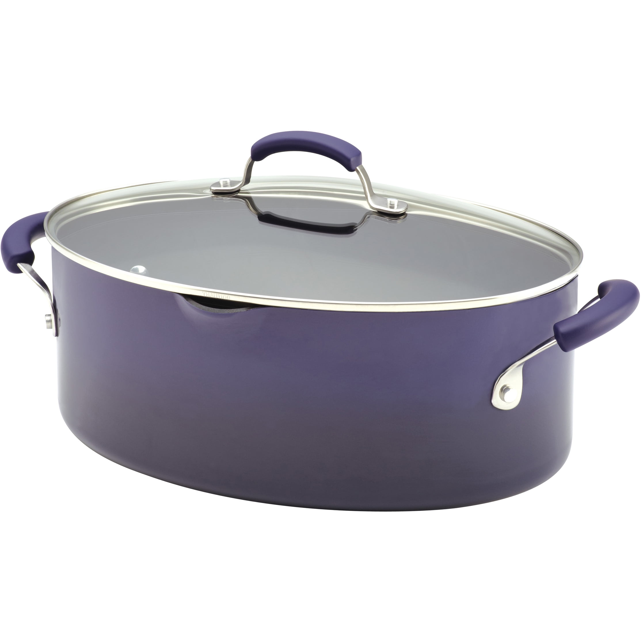 8Quart Covered Oval Pasta Pot with Pour Spout Purple