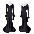 thumbnail image 6 of DVKOVI Women's Vintage Gothic Long Dress Witch Style Black Dress V Neck Long Sleeve Flare Sleeve Floor Length Dress Dress, 6 of 6