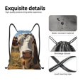 thumbnail image 4 of Saiise Countryside Flower Cow Pattern Sports Drawstring Backpack - String Swim Gym Bag with Wet Proof Pocket for Women&Men-Small, 4 of 6
