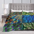 thumbnail image 4 of Peacock Throw Blanket Peacock Collage Art Luxury Cozy Plush Soft Blanket for Bed, Couch, Sofa, Dorm, Home Decor Prince Size 50"X40", 4 of 6