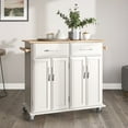 thumbnail image 2 of 36-Inch Rubberwood Top Deluxe Rolling Kitchen Island Cart with Storage, White, 2 of 7