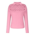 thumbnail image 5 of GigrtiJin Womens Fall Hollow out Top Long Sleeved Casual Mock Neck Pullover Blouse Ladies Solid Color Slim Shirts, 5 of 5