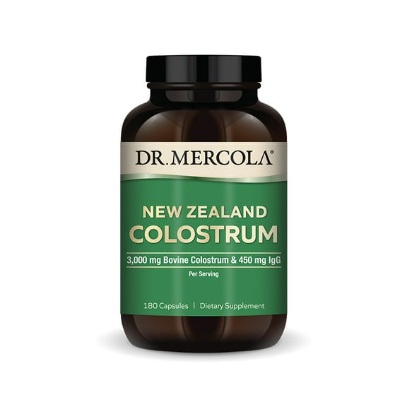 Dr. Mercola New Zealand Colostrum Supplement, 3,000mg Bovine Colostrum & 450mg Immunoglobulin (IgG), 180 Capsules, Non-GMO