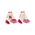 thumbnail image 2 of Loicainy Infant Baby Girl Christmas Outfit 3 6 9 12 18 Months Letters Romper with Plaid Shorts Headband Socks Clothes Set, 2 of 9