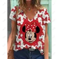thumbnail image 4 of Camisetas de cuello en V de verano de dibujos animados de Disney Minnie 2024 para mujer, camisetas casuales de gran tamaño con estética de Mickey en 3D, camisetas de moda Harajuku, 4 of 5