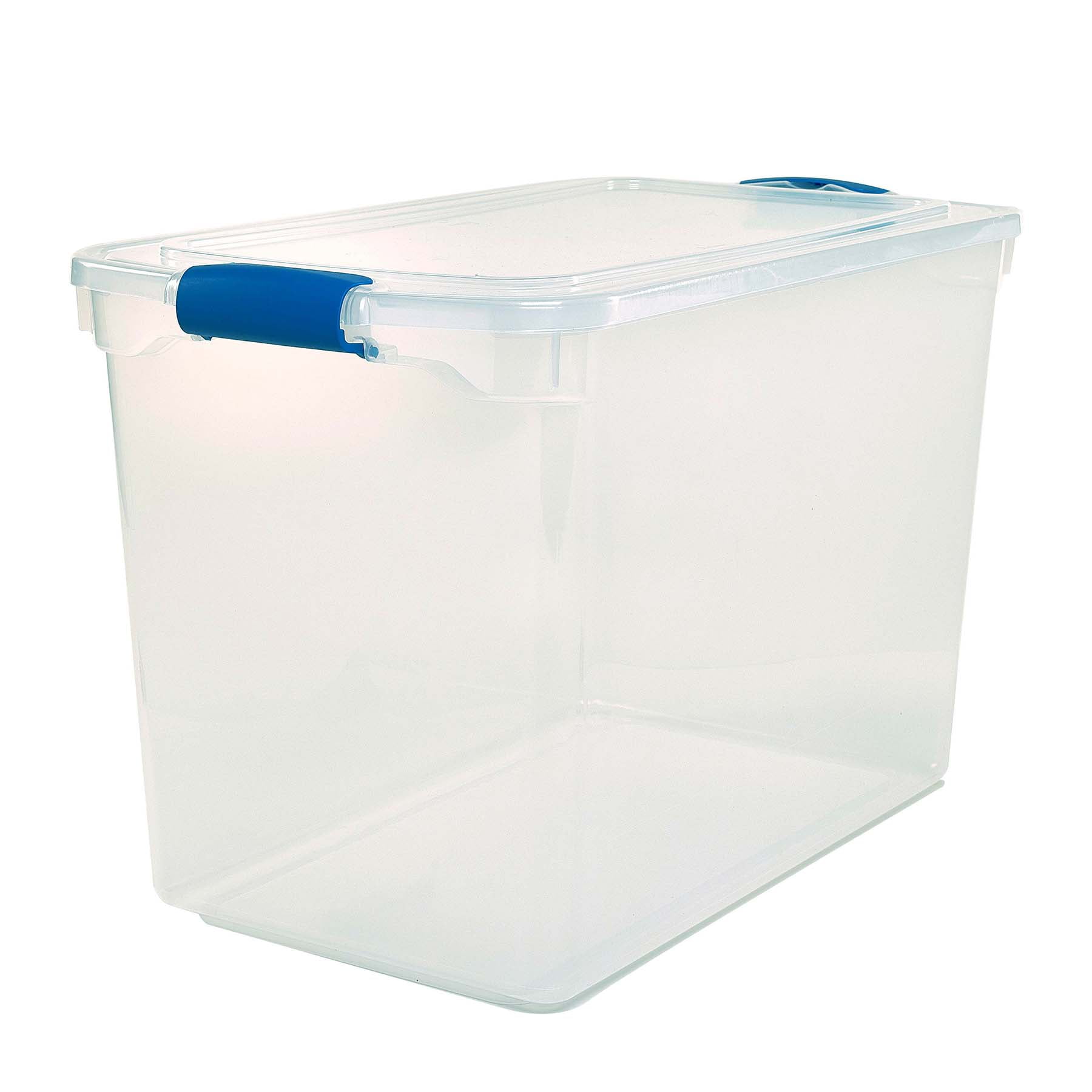 Homz 112 Quart Plastic Storage Latching Container, Clear/Blue, Set of 2 - 1