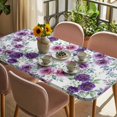 thumbnail image 3 of Purple Pink Roses Table Cloths for 6 Foot Rectangle Tables, Spring Floral Elegant Pastoral Botanical Patio Waterproof Elastic Fitted Tablecloths, Washable Rectangular Table Cover for Camping, 3 of 8