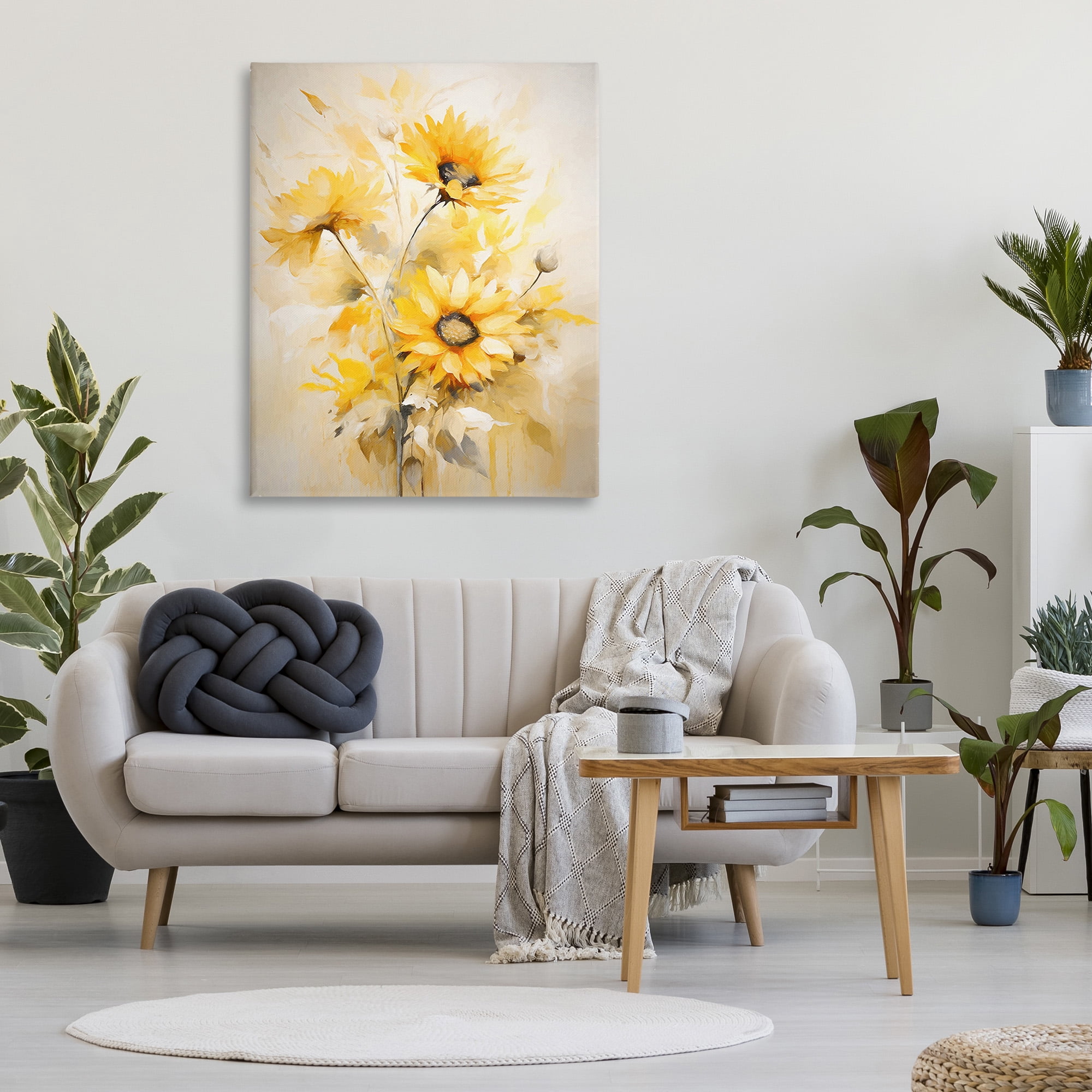 Stupell Industries Mellow Yellow Bunches Botanical & Floral Painting Gallery Wrapped Canvas Art Print Wall Art, 36 x 48