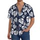 thumbnail image 1 of Fotbe White Leaves Camisa Estampada de Manga Corta para Hombre, Casual de Verano, Estilo Playero, Sin Arrugas-XX-Large, 1 of 5