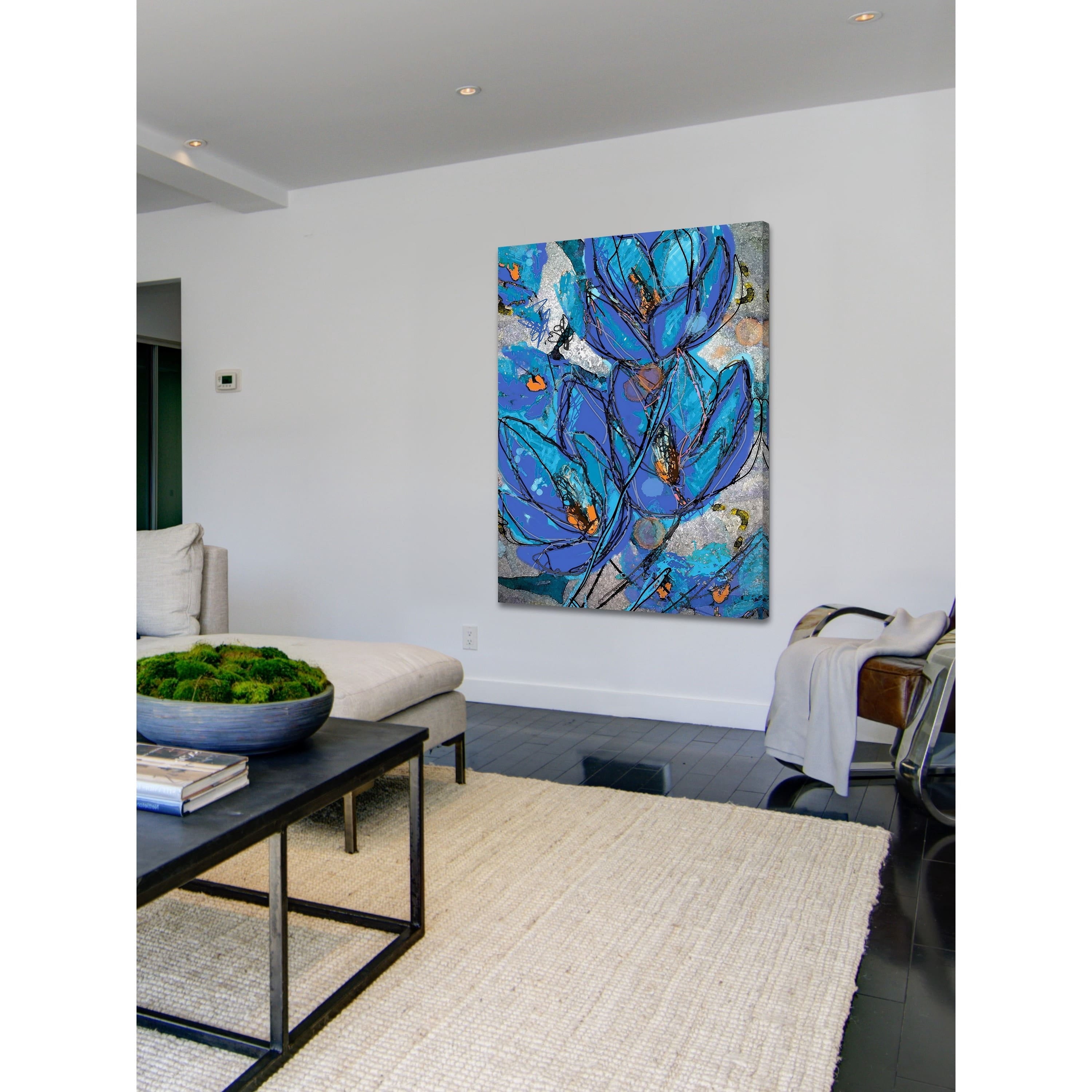 Sketch Cyanine Blue Painting Print on Wrapped Canvas