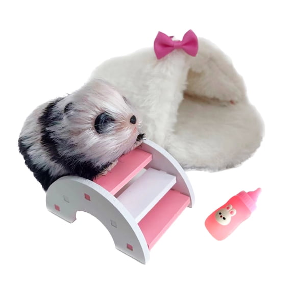 VOLOBE Silicone Panda, 5 Inches Soft Mini Realistic Panda as Silicone Piglet Companion with Accessories for Kids Boy Girl Birthday Gift