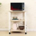 thumbnail image 3 of 3-Tier Kitchen Baker's Rack Utility Shelf Microwave Oven Stand Storage Cart Workstation Shelf 3-Tier Kitchen Utility Cart on Wheels with Storage,White Maple BHCA-W4-MO, 3 of 16