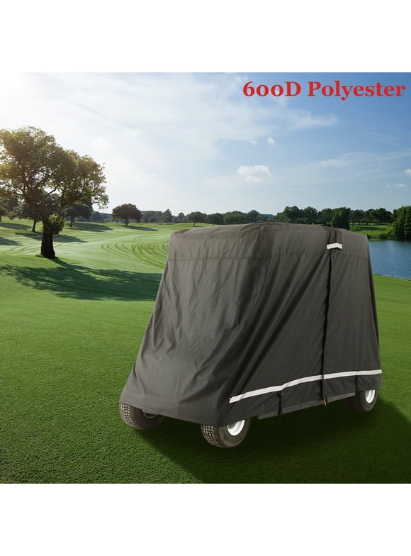 BENTISM Golf Cart Cover 4 Passengers 600D Polyester Waterproof Windproof Cover Universal Fits Cart Enclosure Club Car, Yamaha Golf Cart Black