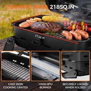 MASTER COOK Portable Gas Grill, 10,000 BTU Outdoor Tabletop BBQ Propane Grill with Foldable Legs for RV, Camping
