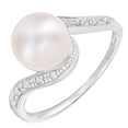 thumbnail image 2 of 9ct White Gold Jewelco London Diamond Pearl 7.8mm Twist Full Moon Dress Ring, 2 of 7