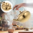 thumbnail image 2 of Tetera de acero inoxidable gruesa con aislamiento térmico, tetera para cocina, restaurante, hotel, dorada, 1,8 l, 2 of 4