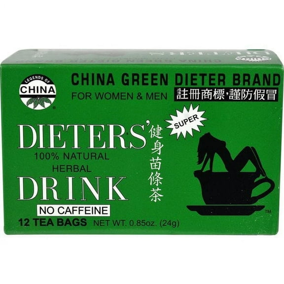 Uncle Lee's Dieter's Tea Decaffeinated China Green -- 12 Tea Bags Pack of 4