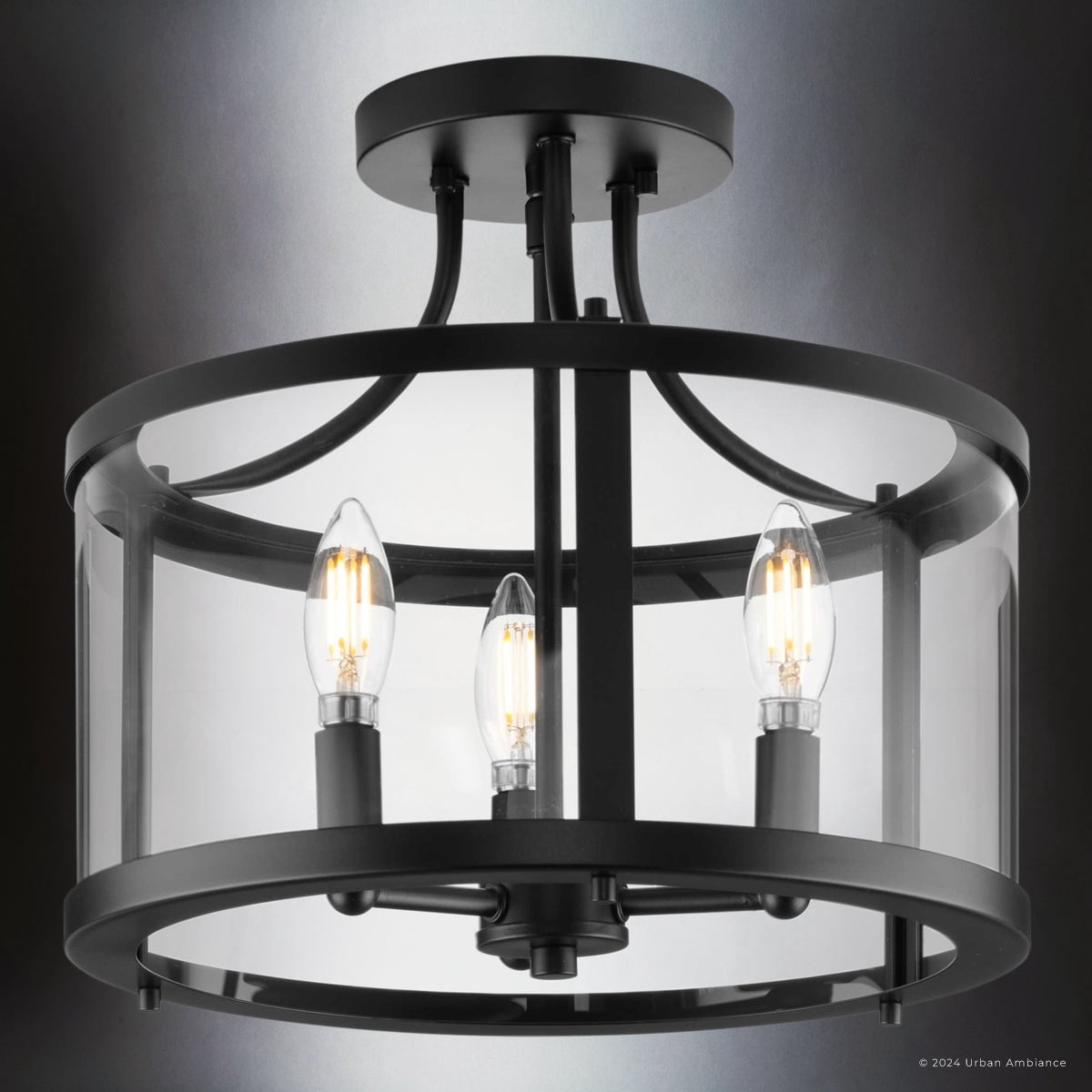 Luxury Modern Farmhouse Ceiling Light, Matte Black, UHP4593