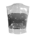 thumbnail image 4 of VJATTWR Oversized Tshirt Women Women's Rhinestone Mesh Tank Tops See Through Diamond Crop Top M, 4 of 4