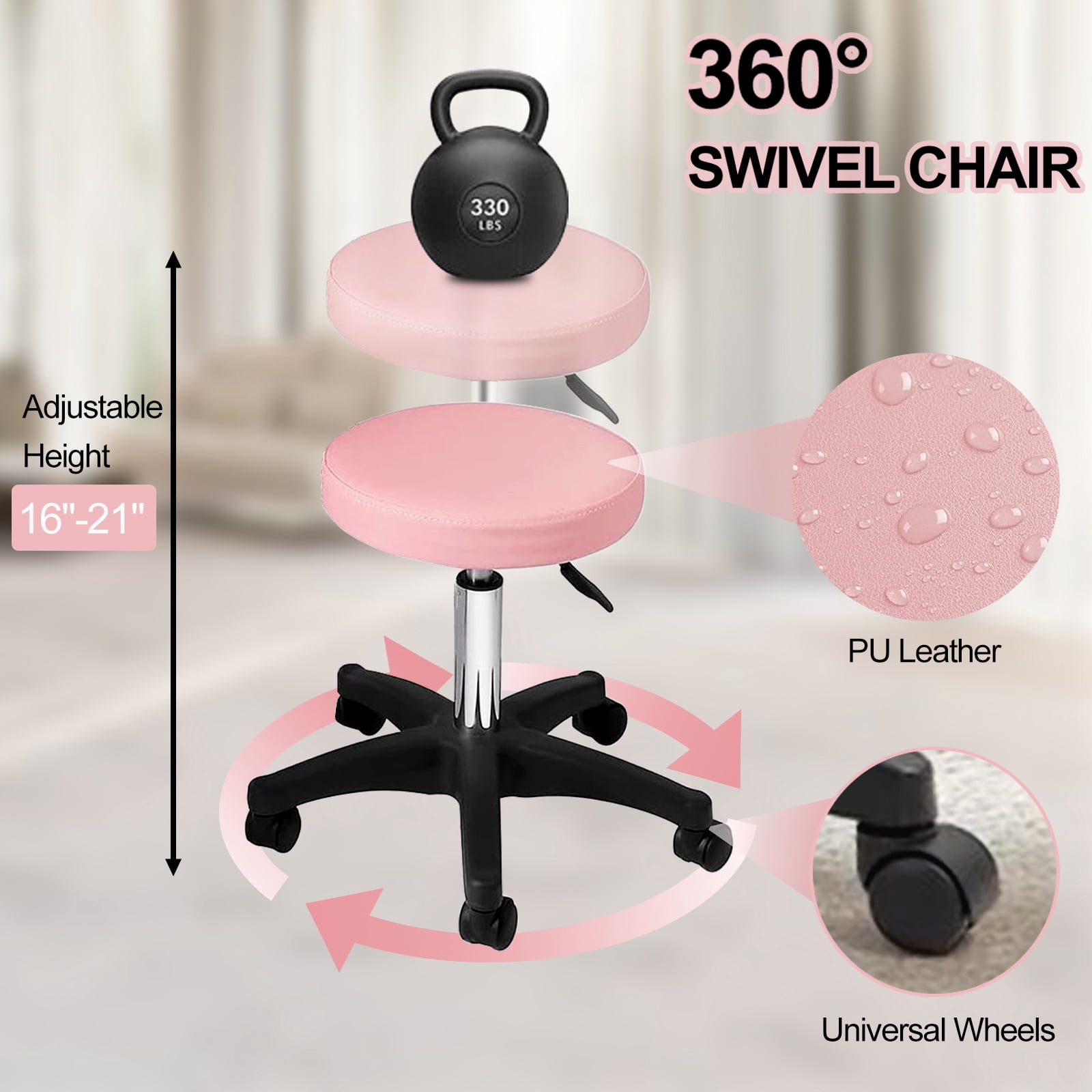 Massage Salon Tattoo Chair Esthetician Bed, Adjustable Facial Bed with Hydraulic Stool, Removable Headrest, Spa Bed Beauty Barber Massage Equipment, Pink