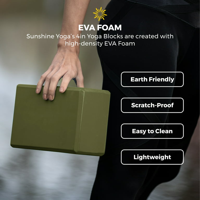 Sunshine Yoga - 4” Yoga Block - Studio 10-Pack - EVA Foam - Support and  Deepen Poses - Improve Strength - Aid Balance and Flexibility (4 x 6 x 9