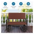 thumbnail image 6 of 2-Seat Porch Glider with HDPE Seat & Steel Frame - Outdoor Patio Bench for Backyard, Garden, or Porch - Black/Brown - 600lbs Capacity - Smooth Gliding & Ergonomic Design, 6 of 9