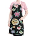 thumbnail image 5 of Pioneer Flower Floral Print Pattern Apron-Garden Aprons for Women with Pockets-Cotton Linen Waterproof Kitchen Cooking Gardening Aprons Adjustable for Kitchen,Cooking,BBQ and Salon 33x27 Inch, 5 of 7