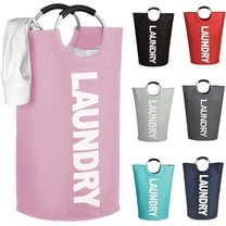 Mziart Collapsible Laundry Basket with Padded Handles, 90L Laundry Hamper Large Fabric Foldable Dirty Clothes Hamper Storage Basket for Bedroom Bathroom Nursery Laundry Room Organization (Pink)