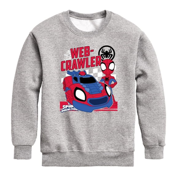 Spiderman - Web Crawler - Youth Boys Crew Fleece Sweatshirt