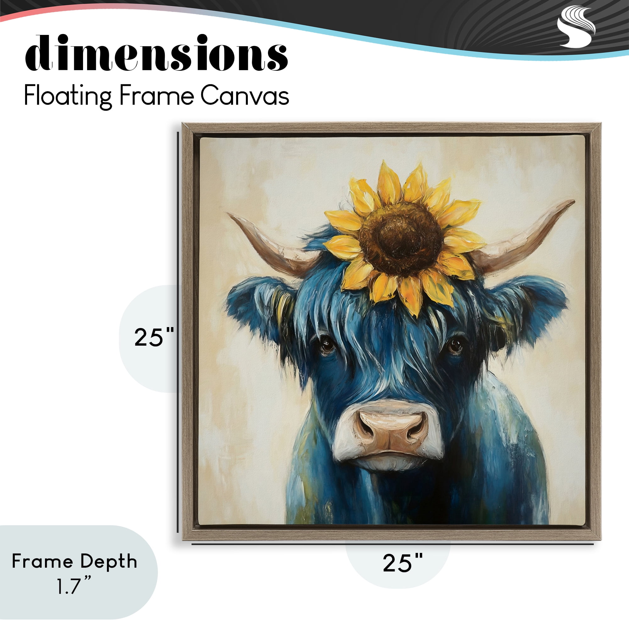 Stupell Industries Pastoral Sunflower Highland Brown Framed Floater Canvas Wall Art, design by Tina LeCour