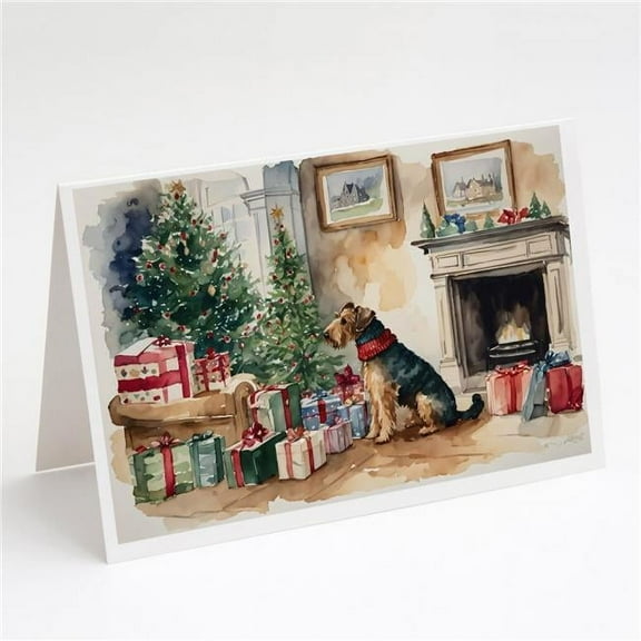 Airedale Terrier Christmas Greeting Cards and Envelopes Pack of 8 7 in x 5 in