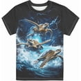 thumbnail image 3 of Hiijoy Summer Boys Turtle Graphic Tee Casual Short Sleeve Crew Neck T-Shirt, Sizes 1-2, 3 of 3