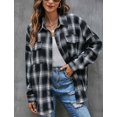 thumbnail image 4 of Camisa de cuadros para mujer con tapeta de botones, camisas gruesas de manga larga de franela, camisa informal, blusa, túnica de cuadros, tops de algodón, 4 of 4